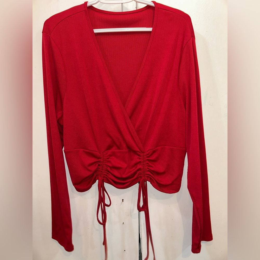 Elegant Red Wrap Top